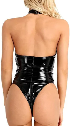 Vista 2 de Conjunto de 2 piezas de lencería sexy para mujer, con estampado de leopardo, brasier sexy, tanga para juego travieso, babydoll de peluche, pijama