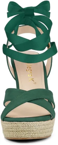 Vista 2 de Allegra K Sandalias de cuña con cordones para mujer