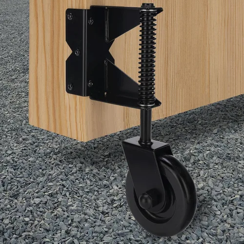 Vista 10 de Kit de ruedas de puerta con resorte para vallas de PVC de madera, rueda auxiliar resistente, kit de rodillos de soporte para valla rodante al aire