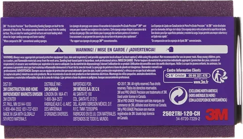 Vista 5 de 3M 2502PGP-120-UF Esponja de lijado ultra flexible de grano 120 de precisión de grado profesional, 4.5 x 2.5 x 1 pulgada