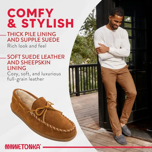 Vista 4 de Minnetonka - Pantuflas con suela rígida y forro de pelo para hombre