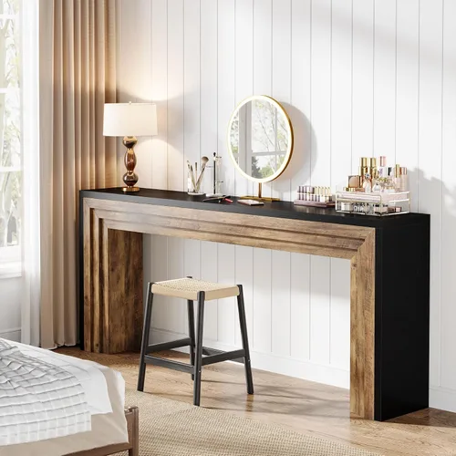 Vista 6 de Tribesigns Mesa consola larga de 70.9 pulgadas, Mesa de sofá de madera estrecha estilo granja detrás del sofá para sala de estar, entrada, pasillo