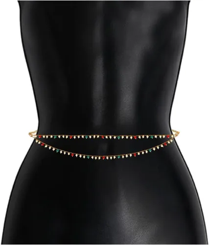 Vista 3 de Efulgenz Cinturón de cintura chapado en oro vintage de Bollywood indio, cadena para el vientre, joyería para el cuerpo nupcial, Cristal, No es una