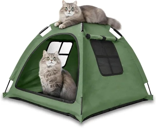 Vista 11 de Tienda de campaña para mascotas de diseño abierto, acogedora cama de monitoreo para gatos y cachorros, paredes de malla transpirable para seguridad