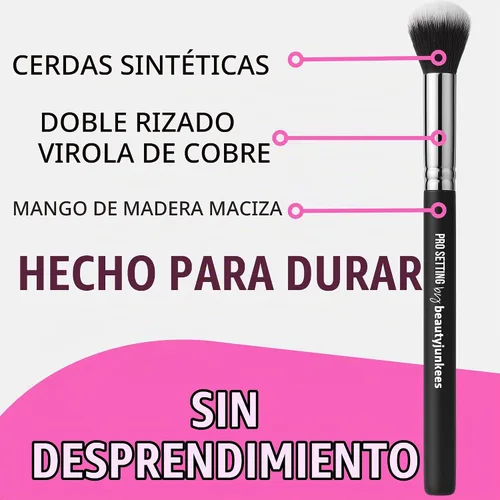 Vista 4 de Beauty Junkees Cepillo corrector para debajo de los ojos, pequeño, suave, esponjoso, cónico, sintético, sin crueldad, vegano, para polvo de fijación