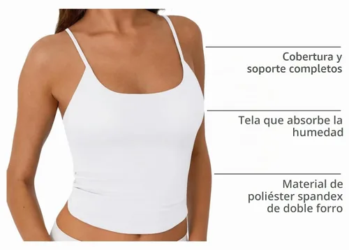Vista 4 de Trendy Queen Camiseta sin mangas con tirantes delgados ajustables con doble Blanco