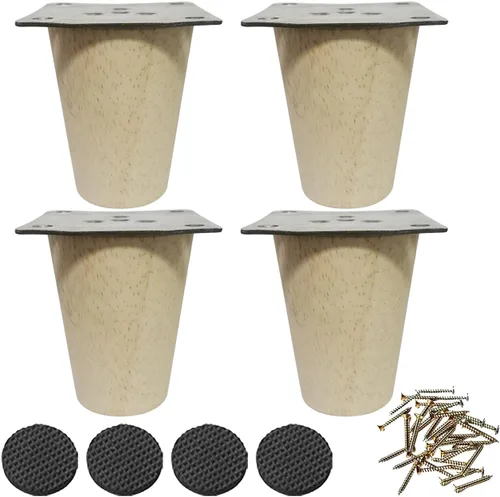Vista 9 de Patas de madera para muebles de 2 pulgadas, patas de repuesto de madera maciza sin pintar, patas de gabinete/escritorio/sofá/estantería Bun Feet