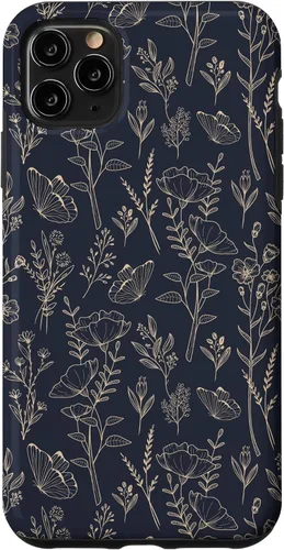Vista 13 de Butterfly Meadow Botanical Wildflower Pattern (Azul Marino) Funda para iPhone 17