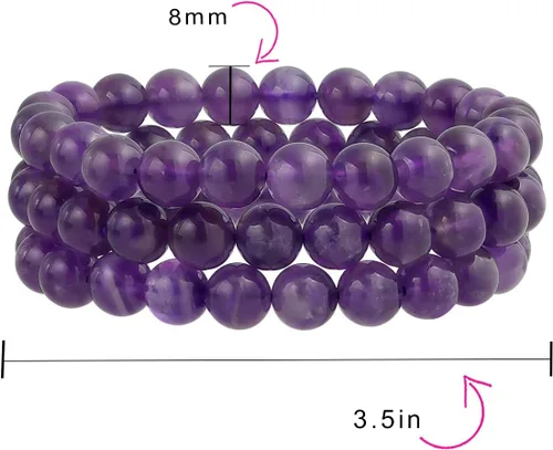 Vista 50 de Bling Jewelry Juego de 3 pulseras elásticas unisex apilables con cuentas redondas de 0.315 pulgadas para mujeres, adolescentes y hombres, multihebra