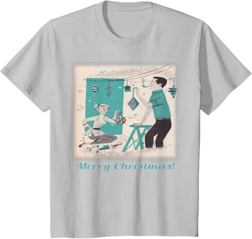 Vista 5 de Árbol de Navidad Retro Mcm playera clásico Par decoraciones, mujer XL, Asphalt