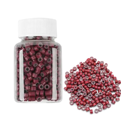 Vista 14 de 500 anillos de silicona con microeslabones de 0.197 in para extensiones de cabello, herramientas de microenlaces de aluminio para extensiones