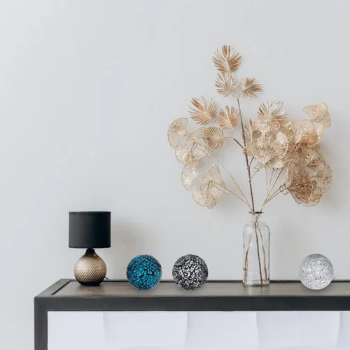 Vista 5 de Kunjocy 6 bolas decorativas de vidrio de 2.4 pulgadas, esfera de mosaico pequeña, bolas decorativas para centro de mesa, cuencos y jarrones