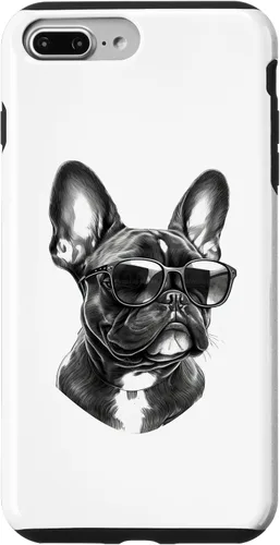Vista 9 de Funda para iPhone 15 Bulldog Francés con gafas de sol