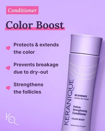 Vista 4 de Keranique Juego de champú y acondicionador tratado con suero para el cabello folículo potenciador - Juego de refuerzo de color enriquecido