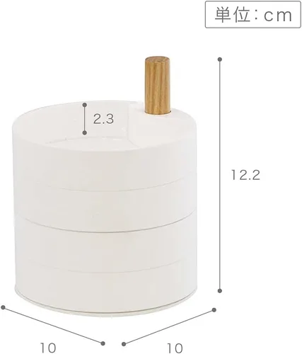 Vista 8 de Yamazaki Home Joyero apilado de plástico + madera pequeña blanca
