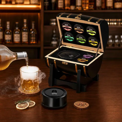 Vista 4 de INSISART Kit de ahumador de whisky eléctrico, kit de ahumador antiguo con Negro