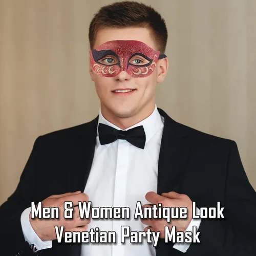 Vista 3 de Máscara de mascarada para hombres y mujeres, máscara de aspecto antiguo para fiesta veneciana, fiesta de máscaras, Halloween y baile de máscaras