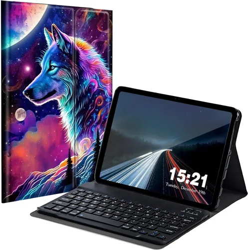 Vista 22 de Funda de teclado para Samsung Galaxy Tab S6 Lite 2022/2020, Galaxy Tab S6 Lite SM-P610/P613/P615/P619 con teclado Bluetooth inalámbrico desmontable