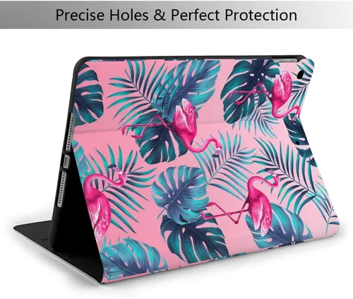 Vista 2 de Funda de flamenco rosa para iPad de 10.2 pulgadas, iPad 7ª/8ª/9ª generación, funda de piel sintética premium, con función de encendido automático a