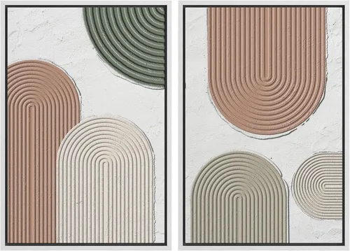 Vista 124 de SIGNWIN Lienzo enmarcado para pared, juego de arte con anillos de árbol de bosque grunge en blanco y negro, ilustraciones de naturaleza silvestre
