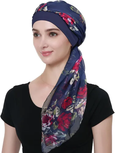 Vista 2 de Bufanda larga de gasa para la cabeza, gorro de quimioterapia para mujer
