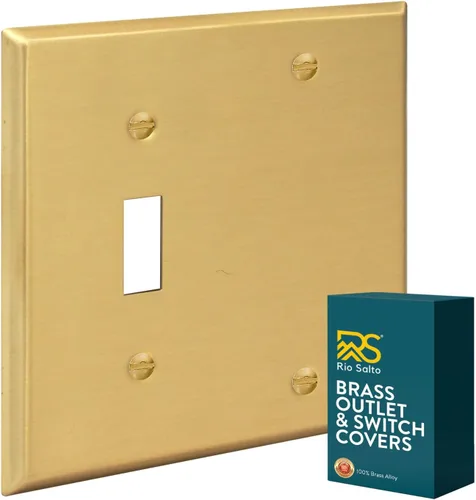 Vista 21 de Rio Salto Placa de pared de metal dorado en latón Placa de salida en blanco Cubierta para tomas de corriente no utilizadas Interruptor de pared de 1