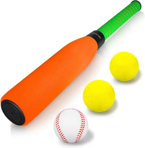 Vista 2 de CeleMoon 22 Inch Soft Foam Kids Baseball Bat Set with Balls Gift Toys for Children Toddlers Boys Girls Age 3-5-8 Outdoor Indoor Sport T Ball Game