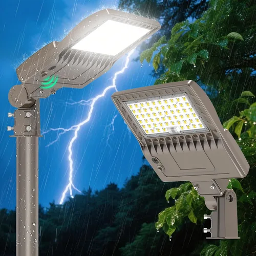 Vista 14 de BBESTLED 400W/320W/240W luces LED para estacionamiento con brazo y montaje deslizante, iluminación exterior del atardecer al amanecer, luz