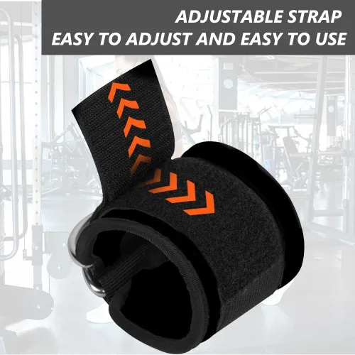 Vista 3 de flintronic 2 correas de tobillo para máquina de cable, puños de gimnasio con doble anillo en D de acero inoxidable, tobillera de gimnasio