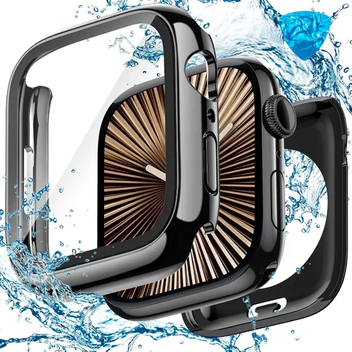Vista 8 de 3 en 1 Goton Estuche impermeable duro para Apple Watch, protector de pantalla de 40mm, cubierta frontal de vidrio templado protectora completa