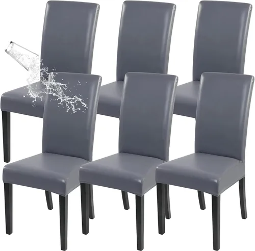 Vista 24 de SearchI Juego de 4 fundas impermeables para sillas de comedor, fundas elásticas para sillas Parsons extraíbles, lavables, fundas protectoras