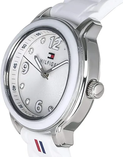 Vista 4 de Tommy Hilfiger Reloj analógico de cuarzo para mujer con correa de silicona 1781418 Blanco