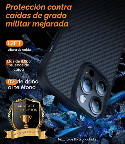 Vista 4 de TORRAS Funda Magnética Mejorada Más Fuerte para iPhone 14 Pro, 12 pies de grado militar probada contra caídas, compatible con MagSafe, resistente a