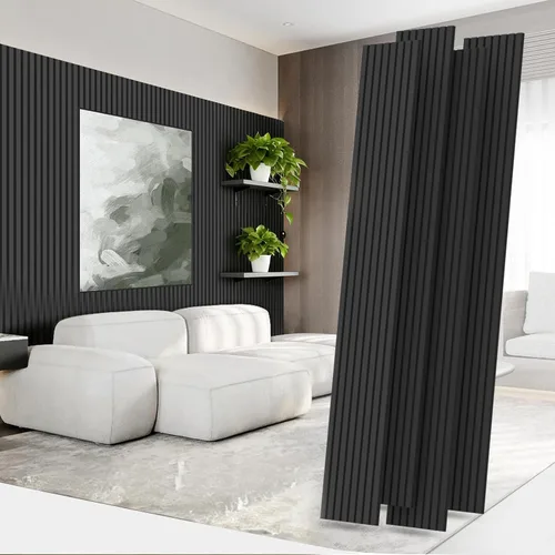 Vista 22 de RITOLLO Paneles de madera para pared de 4.92 x 7.68 pulgadas, paneles acústicos para decoración de pared interior, panel de pared de listones