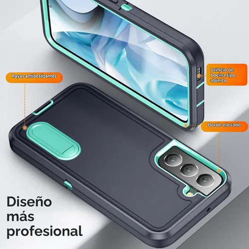 Vista 2 de BaHaHoues Funda con soporte integrado para Samsung Galaxy S22 5G de 6.1 pulgadas, a prueba de golpes, polvo y caídas, de grado militar
