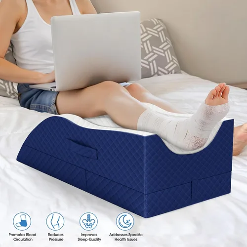 Vista 5 de TranquilRelax Almohada para piernas, almohada de elevación de piernas con almohadilla y espuma viscoelástica, almohada de altura ajustable