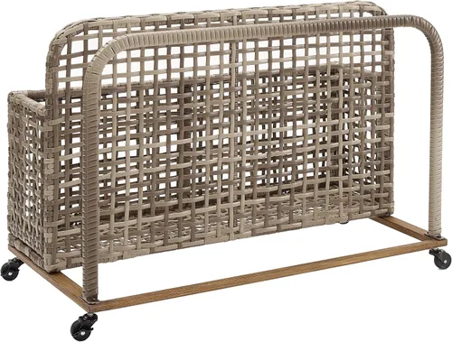 Vista 3 de Crosley Furniture Ridley - Organizador de mimbre para exteriores, para flotadores, cojines de muebles de patio, gris desgastado/marrón