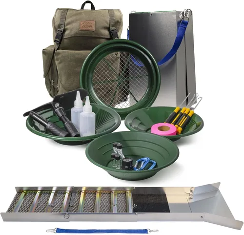 Vista 13 de ASR Outdoor Kit de Caja de Esclusa de Oro Plegable de Aluminio de 50" para Prospección de Oro con Mochila, Caqui