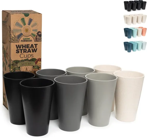 Vista 9 de Grow Forward Vasos de paja de trigo prémium – Vasos de plástico duro irrompibles sin BPA de 13 y 20 onzas – Vasos de plástico ligero reutilizables