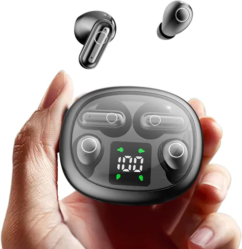 Vista 10 de 2 pares de mini auriculares invisibles pequeños inalámbricos Bluetooth para dormir ocultos micro pequeños discretos pequeños de perfil bajo Beige