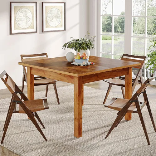 Vista 9 de Tribesigns Mesa de comedor de madera, mesa de cocina moderna para comedor, sala de estar, 2-4 personas, mesa de comedor cuadrada con patas