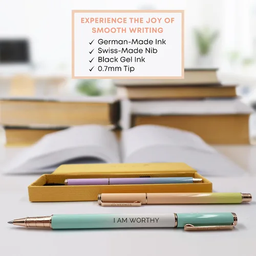 Vista 2 de MESMOS Juego de 3 bolígrafos de punta fina de 0.7mm con tinta de gel, juego de bolígrafos elegante para mujeres, regalos inspiradores para mujeres