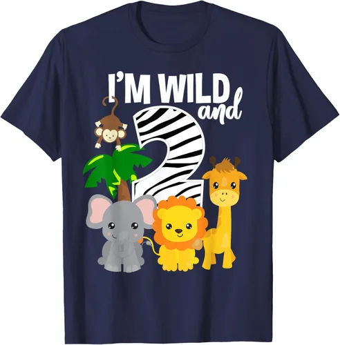 Vista 63 de Camiseta de cumpleaños con temática de zoológico de I'm Wild and 2, Negro, S