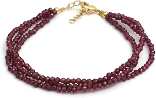 Vista 40 de Gempires - Pulseras de cuentas naturales de múltiples hebras, ligeras, hechas a mano, hipoalergénicas, de 8 pulgadas, chapadas en oro, elegantes