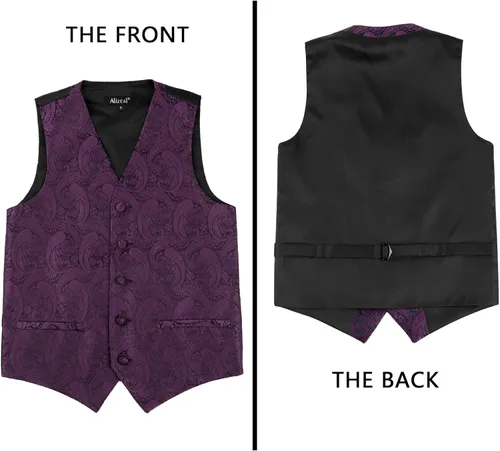 Vista 15 de Alizeal Conjunto de 2 piezas de corbata de lazo preatada de jacquard de cachemira con estampado floral clásico para niños