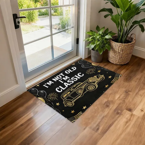 Vista 2 de Area Rug 24x36 in Washable Non Slip Bathroom Rug for Living Room Bedroom Dining Room Birthday Retro 70s car alfombra para cuarto lavable