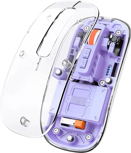Vista 10 de FMOUSE Ratón inalámbrico transparente delgado, triple modo Bluetooth dual y Azul