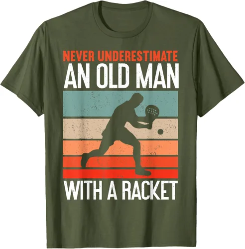 Vista 5 de Camiseta divertida de pádel "Never Underestimate An Old Man With A Racket, Negro