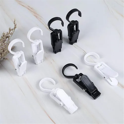Vista 6 de 10 ganchos giratorios de plástico superfuertes para colgar en el hogar, clips giratorios para lavandería, clips de cortina, alfileres de ropa, clips