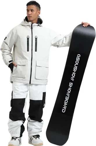 Vista 4 de GSOU SNOW Mens Baggy Snowboard Jacket Snow Ski jacket Waterproof Beige